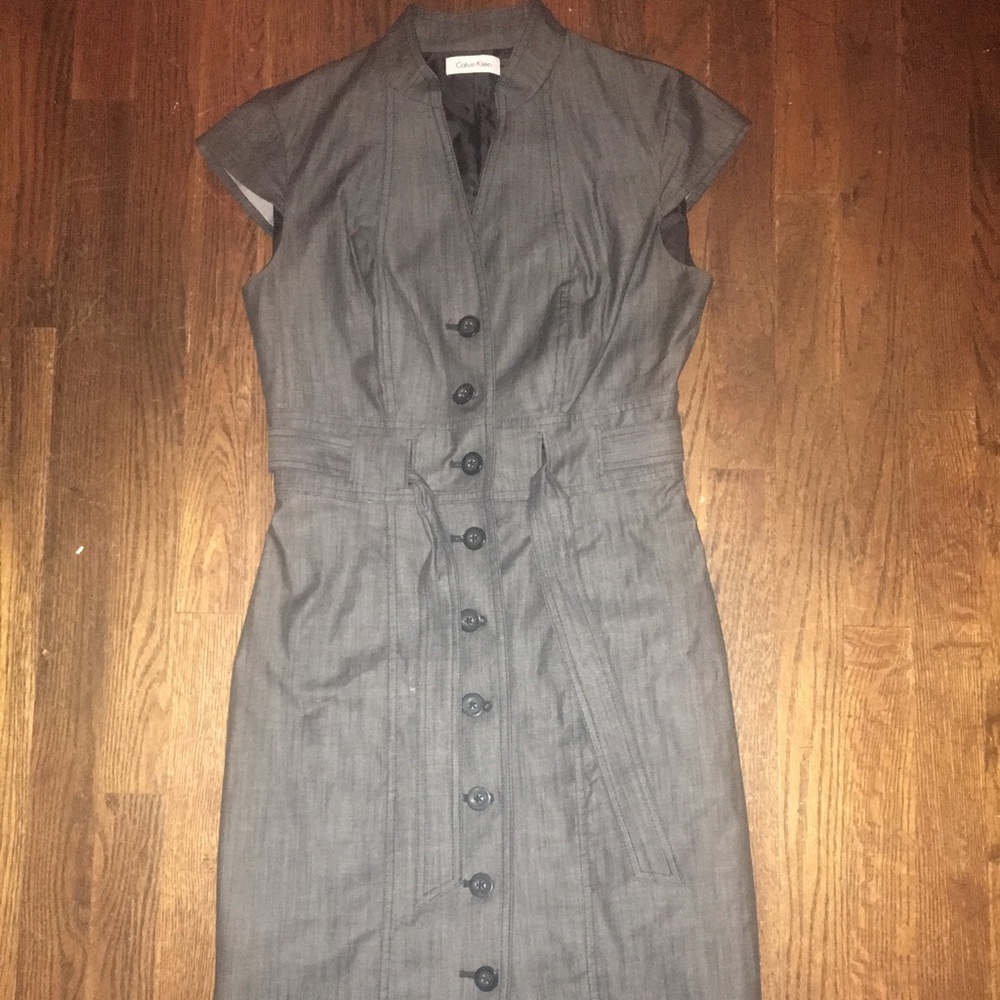 Calvin K denim washed knee length dress